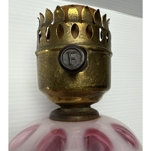 Vtg Fenton Cranberry Coin Dot Opalescent Marble Base Lamp Electric Marble Base - Picture 5 of 16